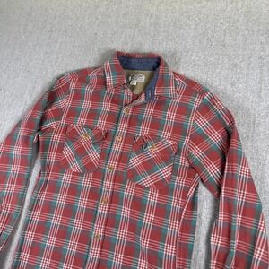Wallace & Barnes Women XS Flannel Long Sleeve Button down Heritage Red/green